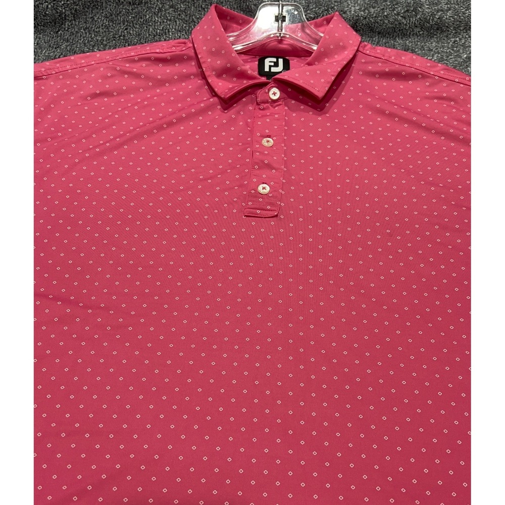 FootJoy ProDry Pink Diamond Print Golf Polo Shirt Mens 2XL XXL Short Sleeve